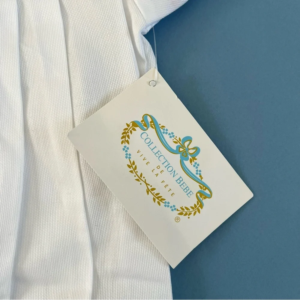 NWT Vive La Fete The Cross Embroidered‎ Pique Christening Gown